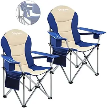 Подкрепа къмпинг столове с охладител чанта подплатени сгъваеми къмпинг стол за възрастни с регулируеми подлакътник сгъваем лагер стол купа H