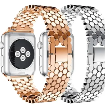 Подходящ за Apple риба мащаб метална каишка за часовник Apple Watch87SE65432 неръждаема стомана пчелна пита часовник верига