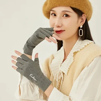 Половин пръст ръкавици жените на открито топло тънка работа писане мис пръст докосване екран заключване зимни кадифени ръкавици
