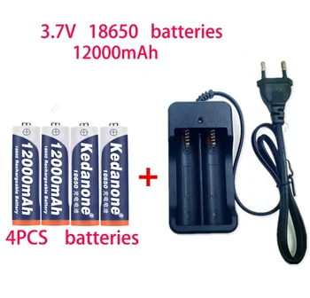 Популярни 18650 акумулаторна батерия 3.7V 18650 12000mah литиево-йонна акумулаторна батерия за фенерче + зарядно устройство