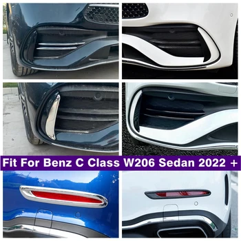 Преден заден фар за мъгла Фарове за мъгла Лампи Капак на веждите на клепачите Подстригване за Benz C класа W206 Седан 2022 2023 Хром / въглеродни влакна Виж