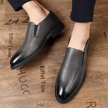 Пролет Нови кожени обувки Мъжки корейски обувки Бизнес Официално облекло Заострени мъжки обувки Сватбени обувки Британски Увеличаване на височината Ins
