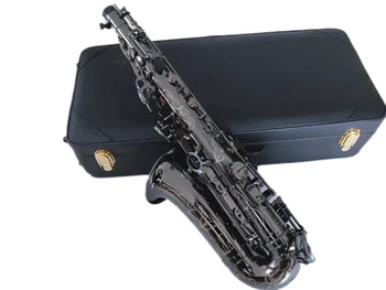 професионален клас Ново качество A-901 E плосък алт саксофон Черен никел Златни музикални инструменти Супер игран саксофон