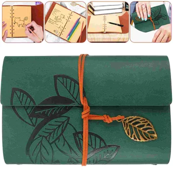 Реколта дневник тетрадка селски обвързани дневник книга джоб скицник подарък за дома училище офис (зелен)