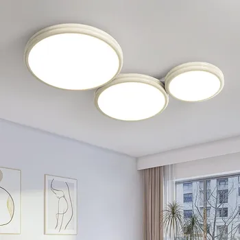 Ретро LED плафониери Минималистични френски кремави кръгли домашни лампи за хол Спални Проучване Вътрешно осветление Осветителни тела