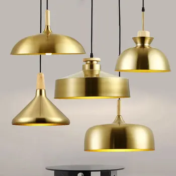 Ретро мед злато желязо галванопластика полилей Nordic творчески индустриална буря фенер гореща пот ресторант лампи