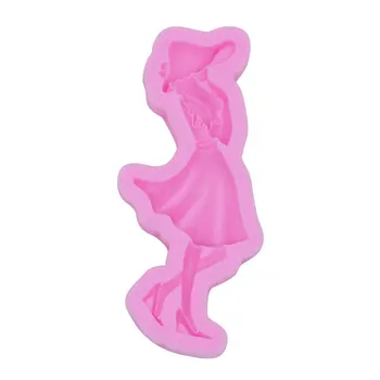 Розов ключодържател мухъл за бижута за изработка на меки и еластични силиконови момиче форма силиконови мухъл нетоксичен