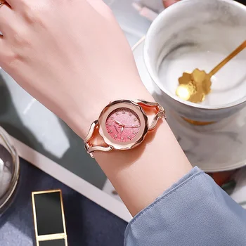 Розово злато кварцов часовник гривна бижута градиент набиране жени мода корейски кварц гривна двойка подарък дами ръчни часовници часовник