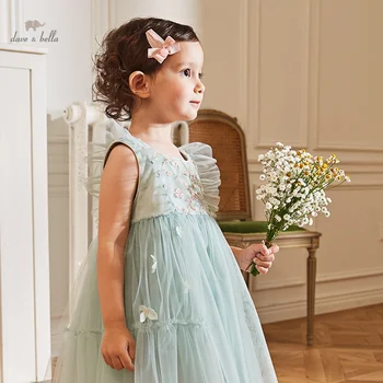 Роклите на момичето на Дейв Бела Детска нова бебешка мрежеста рокля Лятна детска рокля на принцеса DB2235478