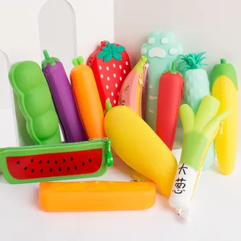 с цип плодове и зеленчуци силиконов молив случай силиконови водоустойчиви деца чанта за съхранение плодове зеленчуци молив чанта