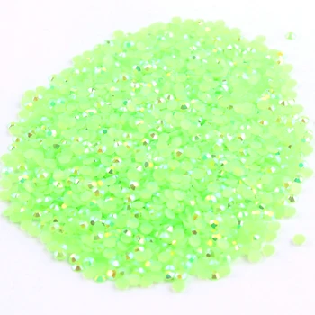 Светло зелено AB 2mm, 3mm, 4mm нокти изкуство смола желе кристал кръг плосък гръб за DIY нокти изкуство аксесоари