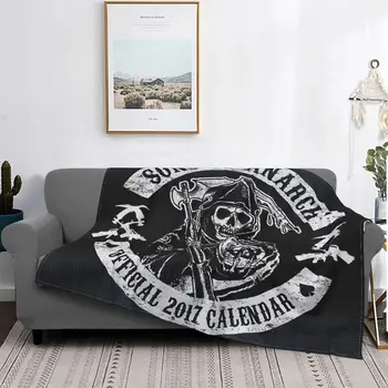 Синове на анархията Серията одеяла Топло фланела SOA хвърлят одеяло за диван офис покривки