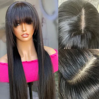 Синтетична дълга права дантелена предна перука за жени естествена коса топлоустойчива влакнеста коса без лепило фронтални перуки Cosplay ежедневно износване