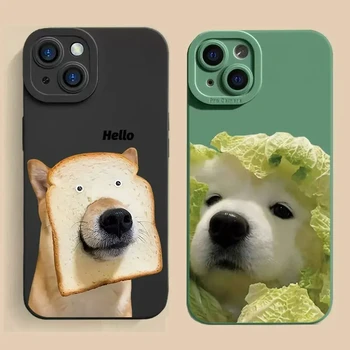 Сладък хляб куче TPU мек калъф за телефон за iPhone 14 15 Pro Max 11 Por Max 12 13 Mini SE 2020 XR X XS Max силиконов капак