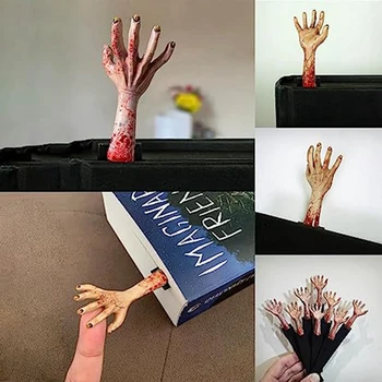 Страшни ръчни отметки за декорации за Хелоуин, Devil's Hand Bookmark Смола Bookmark, Horror Hands Bookmark