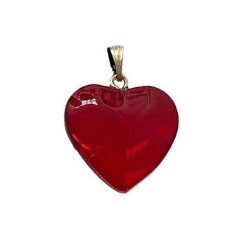 Стъклени висулки за сърце Червено сърце чар виси за DIY Ден на Свети Валентин Колие 517F