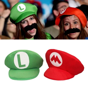 Супер игра братя косплей шапки момичета момчета аниме смешно червени зелени шапки Хелоуин парти костюми аксесоари за възрастни