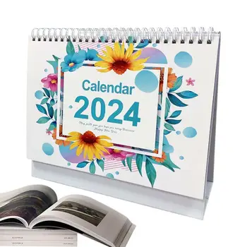 Табличен календар 2024-2025 английски дебела хартия бюро подложка календар метална намотка 365 дни обратно броене стоящи обръщане календар с