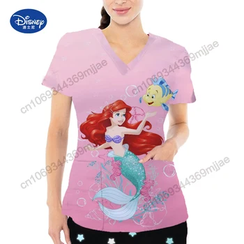 тениска евтини дамски дрехи и безплатна доставка оферти v-образно деколте женски дрехи за жени ризи и блузи Disney Crop Top медицинска сестра
