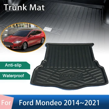 Товарна подложка за задно зареждане на автомобил за Ford Mondeo Fusion MK4 2013~2021 Водоустойчива защита на багажника лайнер тава багажника подови стелки за багажника Аксесоари