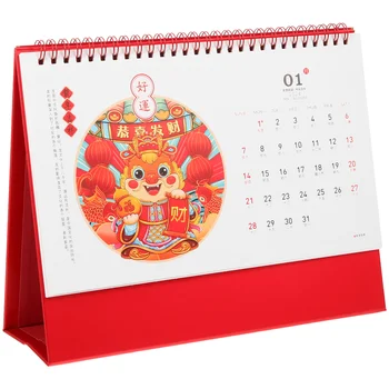 Традиционен китайски настолен календар Офис Настолен стоящ планировчик Десктоп декор Бизнес офис Работен часовник Календар