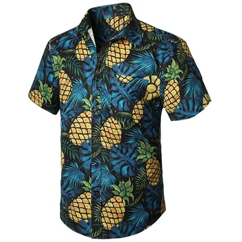 Тропически флорални ризи за мъжко облекло 3D печат хавайски ваканция риза къс ръкав y2k върховете реколта дрехи ревера блуза
