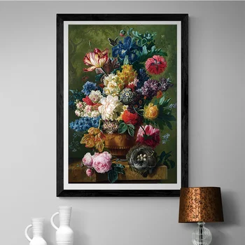 Тъмно флорално платно живопис цвете класически холандски натюрморт изкуство плакати и отпечатъци галерия стена изкуство хол декор картини