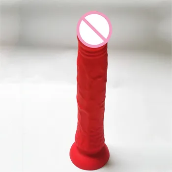 Ултра голям силиконов симулиран пенис с метален многоцветен мъжки и женски мастурбаторен прът и анален щепсел