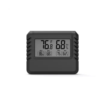 Ултра-тънък цифров дисплей Електронен измервател на температура и влажност Мини термометър Хигрометър със скоба черен