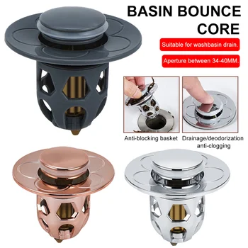 Универсален басейн от неръждаема стомана -Up Bounce Core Basin Drain Filter Hair Sink Sцедка Вана Stopper Инструмент за баня