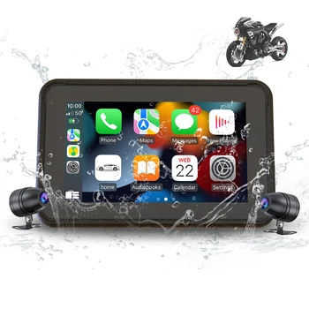 Универсален безжичен екран CarPlay за мотоциклети GPS навигатор Carplay BT водоустойчив 5 инча