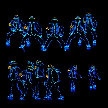 Флуоресцентни танцови леки дрехи за изпълнение LED светещи танцови костюми сцена Mida шоу