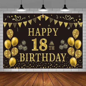 Фотография фон за мъже Черно злато банер Честит 18-ти рожден ден декорация за момчета доставки фон