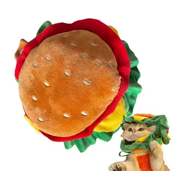 Хамбургер шапка куче Cosplay Лента за глава за домашни любимци Парти костюм Уютни продукти за домашни любимци за студено време Хамбургер домашен любимец костюм за малки средни