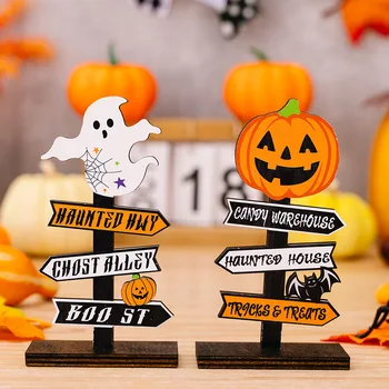 Хелоуин декорация призрак тиква писмо дървена маса орнаменти знаци Честит Хелоуин парти декорация за дома