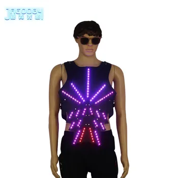 Цветна LED светеща жилетка, яке за бални костюми, DJ певец, танцьор, изпълнител сценично облекло, сервитьорски дрехи