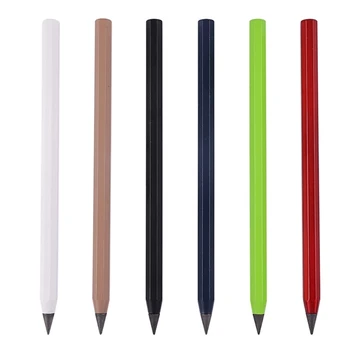 Цветна метална писалка без мастило Алуминиев вечен молив Метална изтриваема писалка Вечен молив Домашен офис училищни пособия