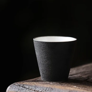 Чаша за чай Керамична кунг-фу чаена чаша ретро черна керамика малка чаена чаша каменинов комплект чай Teaware Кухня Трапезария Бар Начало Градина