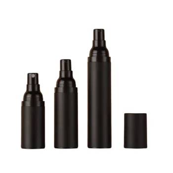 черна пластмасова безвъздушна бутилка 15ML 30ML 50ML празна козметична спрей лосион преса помпа преносими опаковки за многократна употреба бутилки 25pcs