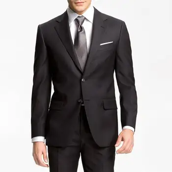 Черни мъже костюми Официален бизнес сватбени костюми за мъже Най-добър мъж Блейзър младоженец носят смокинги тънък годни костюм Homme Mariage