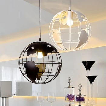 Черно бял глобус висулка светлини за кухня бар трапезария ресторант кафене дома декорация висящи лампа