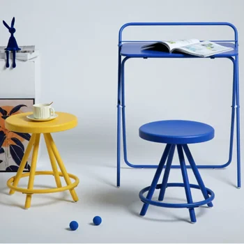 Чисто желязо Арт Допамин Цвят Начало Кръгли столове Проста дневна мебел Стол за свободното време Оранжево синьо бяло жълти столове за хранене