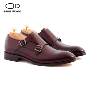 Чичо Савиано Луксозни двойни монашески презрамки Рокля Мъжки обувки Мода Естествена кожа Парти Официални дизайнерски обувки за мъже Оригинал