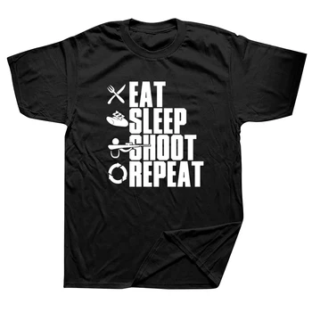 Яжте сън стреля тениска лов скийт стрелба пистолет смешно унисекс графична мода нов памук къс ръкав T ризи O-образно деколте Harajuku