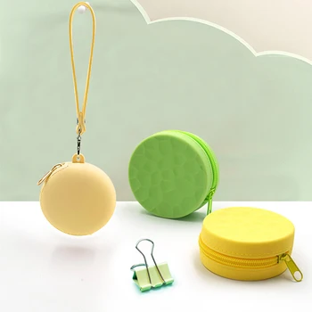 японски минималистичен силиконов монета чанта чанта кръгъл висок външен вид ключодържател бонбони цвят портфейл за деца