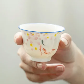японски стил керамични ръчно рисувани майстор чай чаша домакински кунг-фу напитки чай комплект бял порцелан ръчно изработени малки чай купа