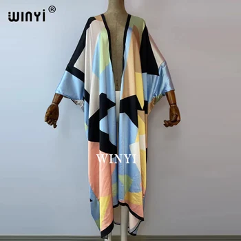 Близкия изток лято жени кимоно жилетка sukienka роба превъзходно качество Boho Maxi فساتين Holiday Batwing ръкав копринена роба